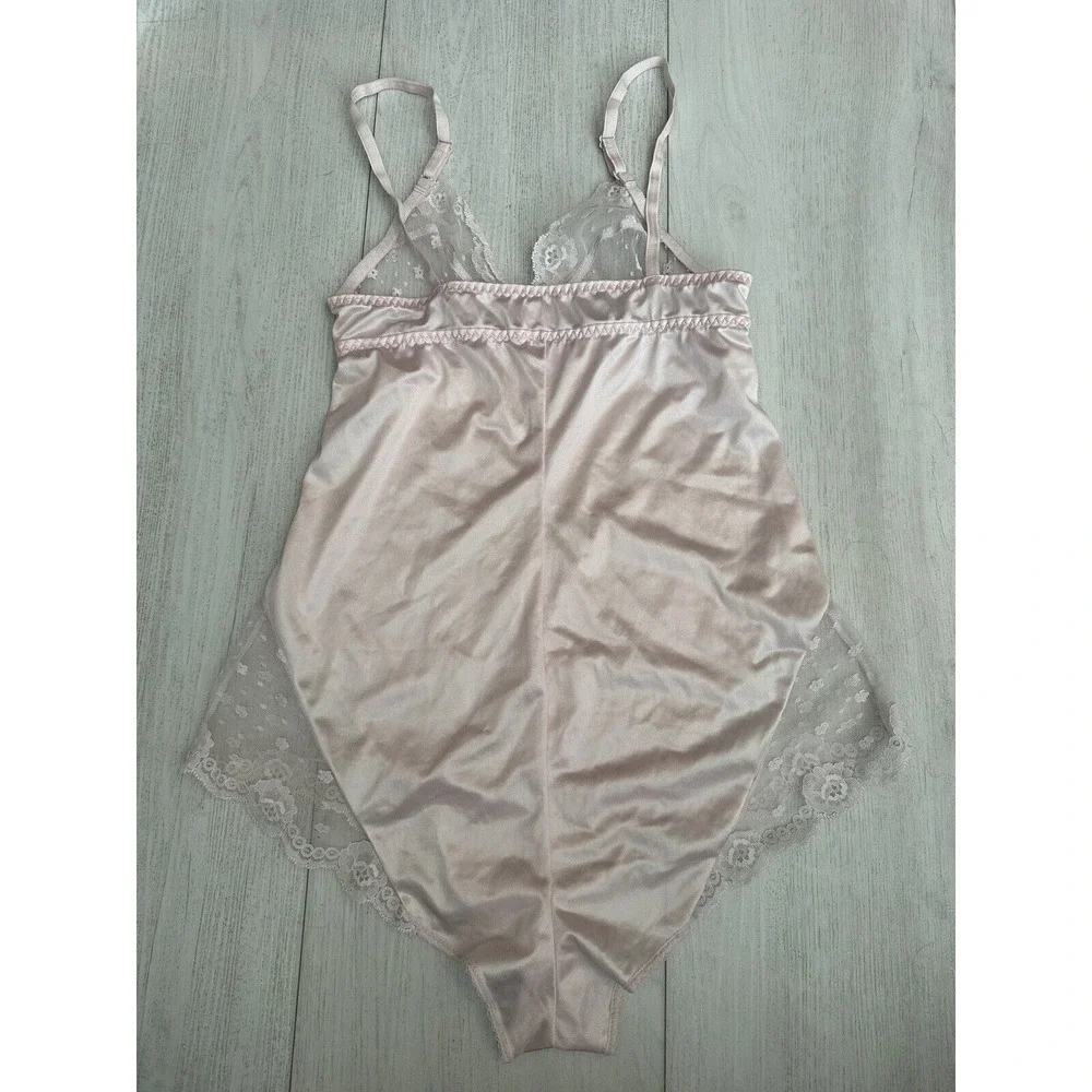 Vintage Warners Whimsies‎ Pink Teddie Body Suit 1970's Sz 32 Pink - Antron Nylon